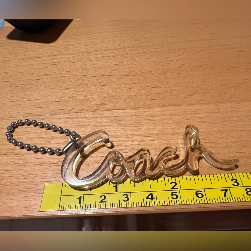Coach Poppy Script Clear Gold Hang Tag 3”